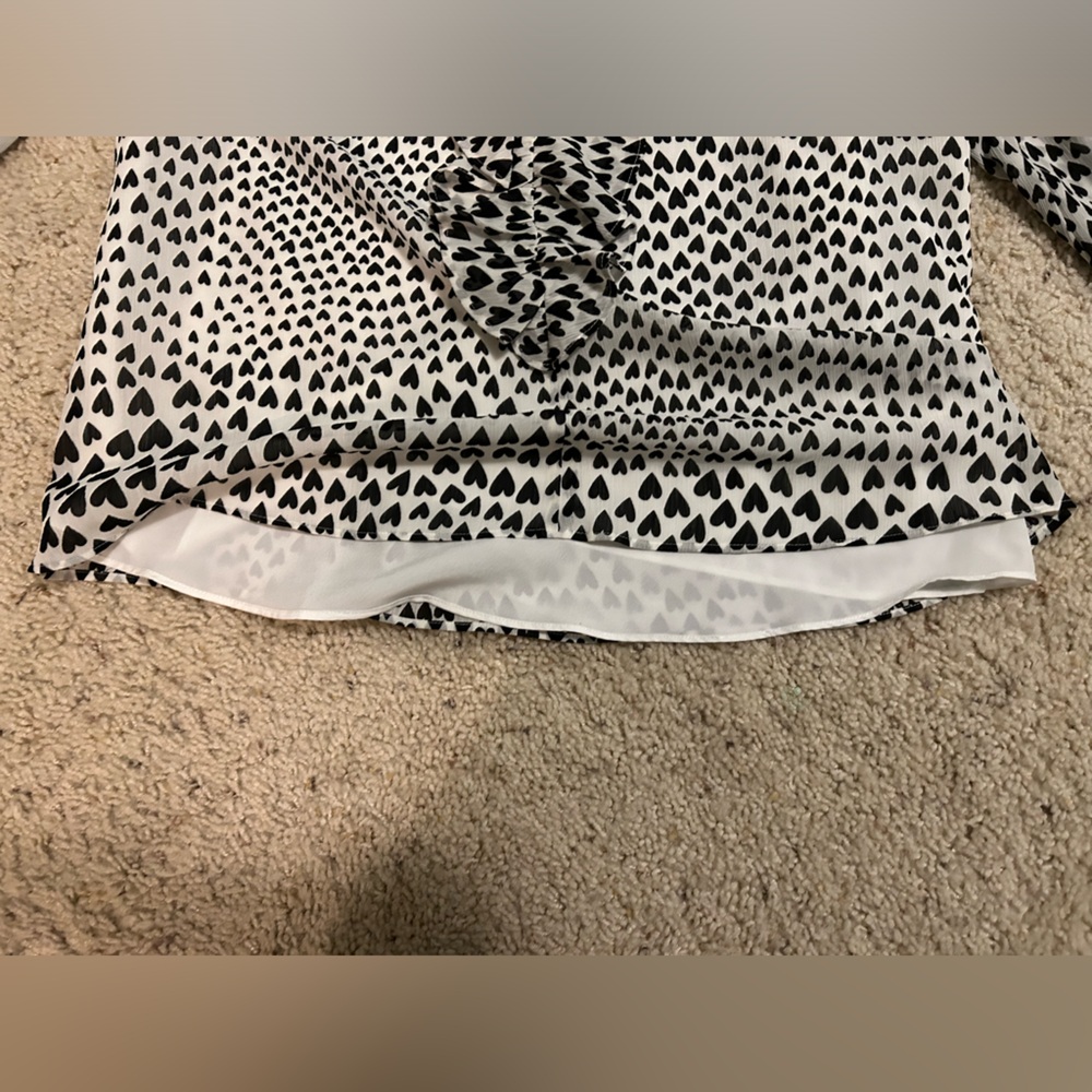 J. Crew Black and White Ruffle Heart Patterned Blouse - Picture 6 of 11